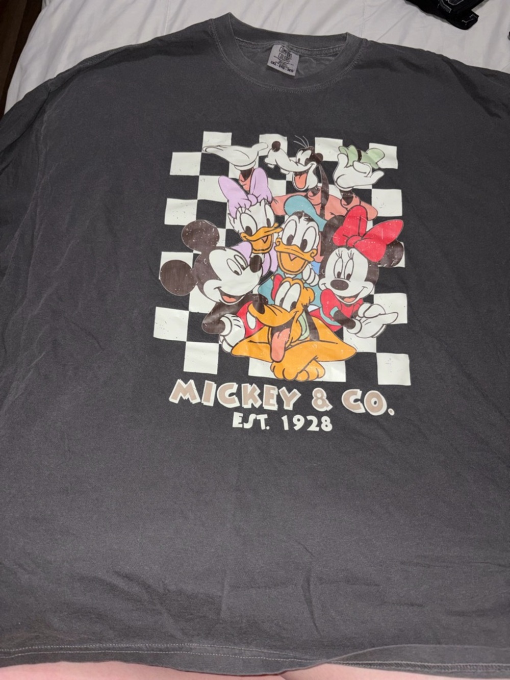 Disney Charcoal Graphic Tee with Multicolor Classic Characters